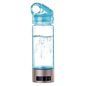 Hydrogen Water Bottle Ionizer 2000ppb+ LED USB 2000mAH Battery NiB Glass/Silver